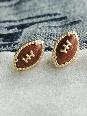 Kendra Scott Orange Goldstone Gold Stud Earrings - Football